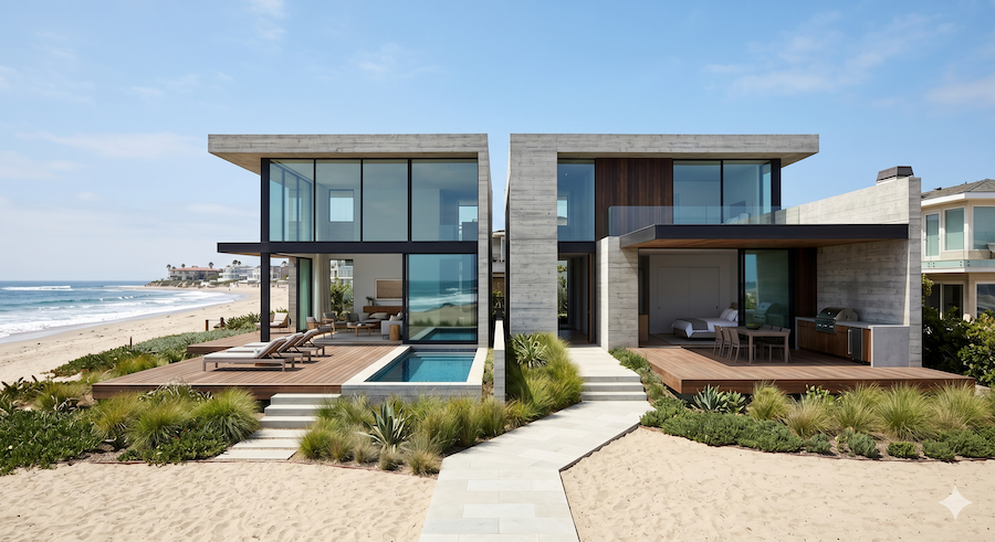 California beachfront home representing partition action to force sale of co-owned property
